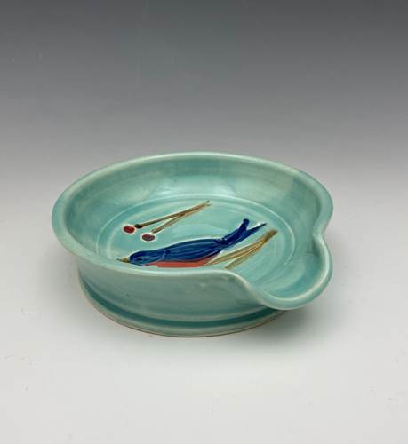Bluebird Spoon Rest by Bluegill Pottery