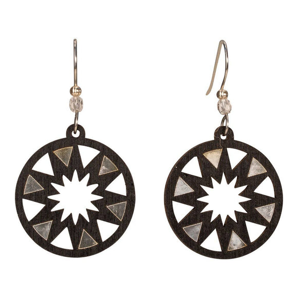 Blooms Starburst Lasercut Wood Earrings by Woodcutts
