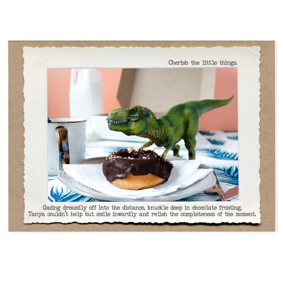 T. Rex Donut Greeting Card by Jamie Redmond