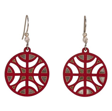Blooms Crop Circles II Lasercut Wood Earrings by Woodcutts