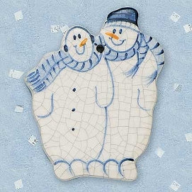 Mr. & Mrs. Frosty Ceramic Ornament by Mary DeCaprio