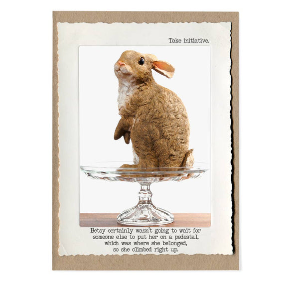 Rabbit Pedestal Greeting Card by Jamie Redmond
