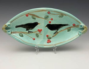 Crow Boat with Sprigs by Bluegill Pottery