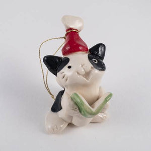 Caroling Cat Ceramic "Little Guy" Ornament by Cindy Pacileo