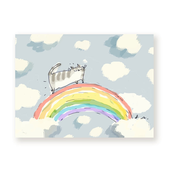 Sympathy Rainbow Bridge Cat Greeting Card by Jamie Shelman
