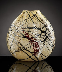 Cherry Blossom Flat Vase by Vines Art Glass