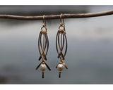 Curved Dangle with Beads Earrings by Thomas Kuhner