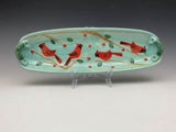 Cardinal Long Serving Tray with Handles by Bluegill Pottery