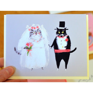 Wedding Bride and Groom Cats Greeting Card by Jamie Shelman