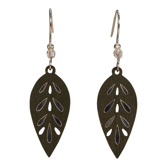 Blooms Point Leaf Lasercut Wood Earrings by Woodcutts