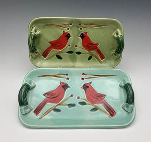 Cardinal Tray by Bluegill Pottery