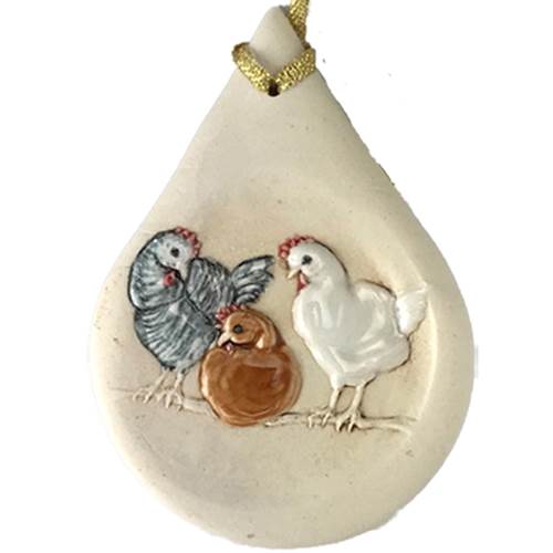 Three French Hens Ornament by Jen Stein