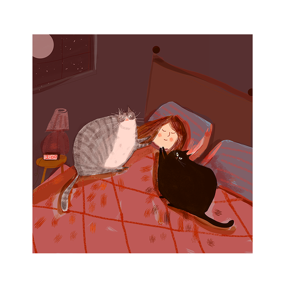 The Bonding Hour Cat Print by Jamie Shelman