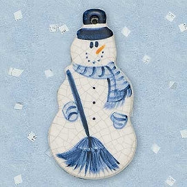 Snowman Ceramic Ornament by Mary DeCaprio