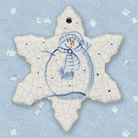 Snowman in Snowflake Ceramic Ornament by Mary DeCaprio