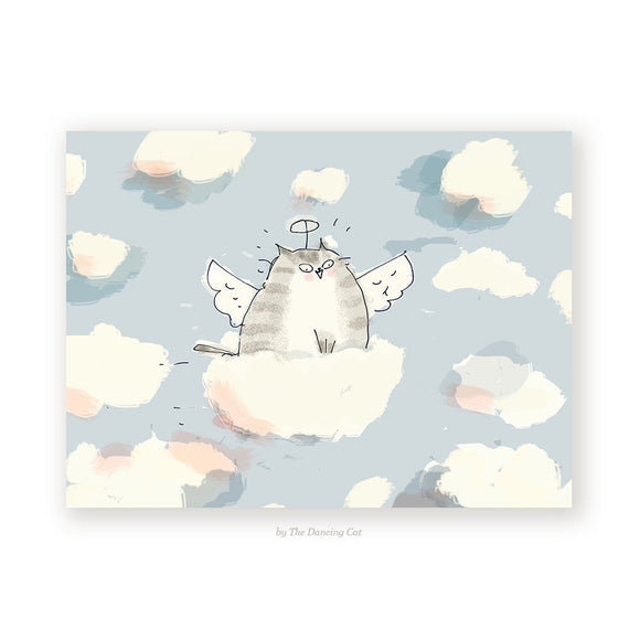 Sympathy Cloud Ride Cat Greeting Card by Jamie Shelman