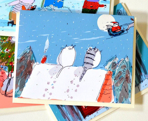 Christmas Believers Cat Greeting Card by Jamie Shelman