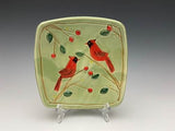 Squared Cardinal Bowl with Sprigs by Bluegill Pottery