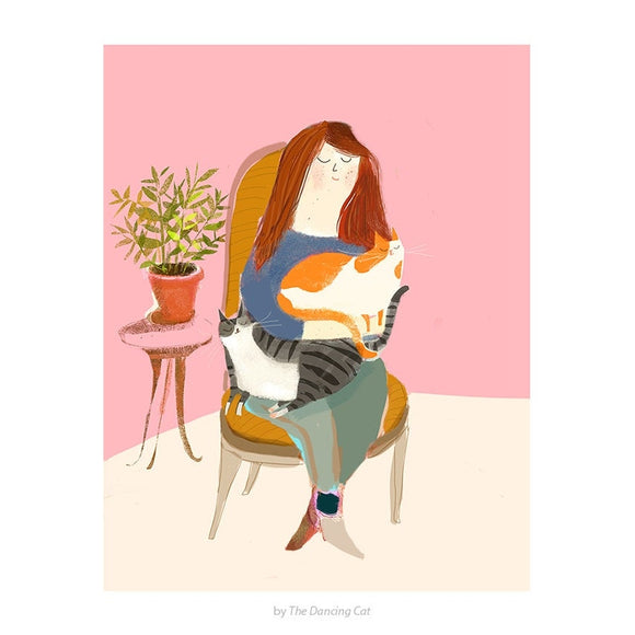 Purrs and Good Thoughts Cat Print by Jamie Shelman