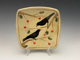 Squared Crow Bowl with Sprigs by Bluegill Pottery