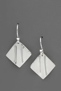 Square Cross Peened and Folded Earrings by Thomas Kuhner