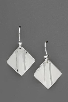 Square Cross Peened and Folded Earrings by Thomas Kuhner