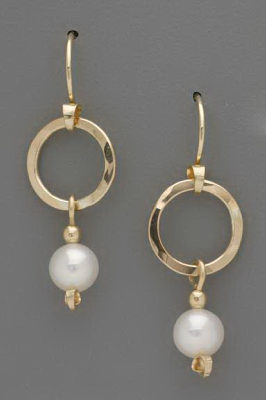Petite Circle with Pearl Earrings by Thomas Kuhner