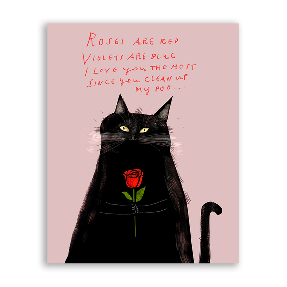 Roses Are Red Cat Greeting Card by Jamie Shelman