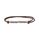 Leather Slipknot Bracelet with Ball Ends - Brown by High Strung Studio