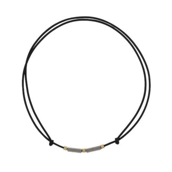 Leather Slipknot Necklace with Ball Ends - Black by High Strung Studio