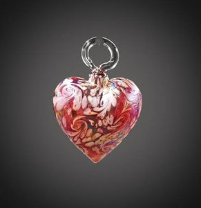 Persian Cranberry Heart Ornament by Vines Art Glass