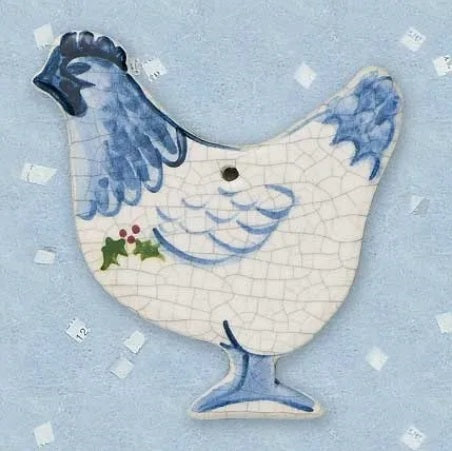 Hen Ceramic Ornament by Mary DeCaprio
