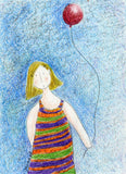 Balloon Girl Blank Greeting Card by Stormy Mochal