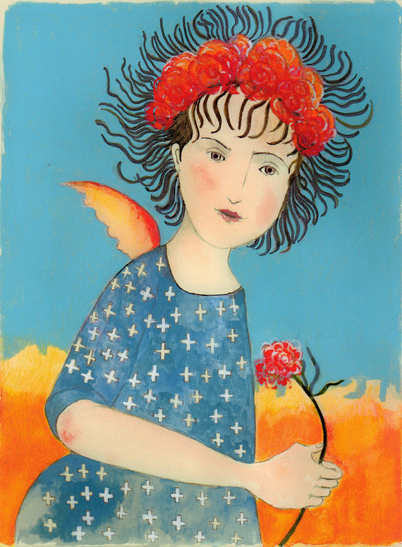 Angel with Red Rose Reproduction by Beth Bird