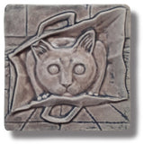 Cat In Bag 4" x 4" Tile by Whistling Frog