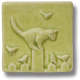 Cat on Fence 4" x 4" Tile by Whistling Frog