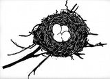 Nest with Eggs Hand-Painted Woodcut Print by Cary Cochrane