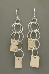 Sterling Silver Circles Earrings with Gold-Filled Tags by Thomas Kuhner