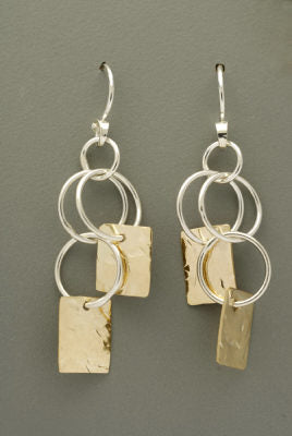Sterling Silver Circles Earrings with Gold-Filled Tags by Thomas Kuhner