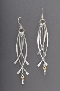 Curved Dangle with Beads Earrings by Thomas Kuhner