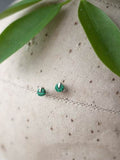 Tiny Stud Earrings with Malachite by Brianna Kenyon