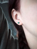 Tiny Stud Earrings with Malachite by Brianna Kenyon