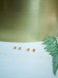 Tiny Stud Earrings with Light Orange Aventurine by Brianna Kenyon