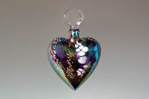Gold-Lined Purple Heart Ornament by Vines Art Glass