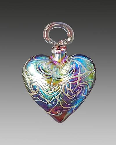 Marble Red Heart Ornament by Vines Art Glass