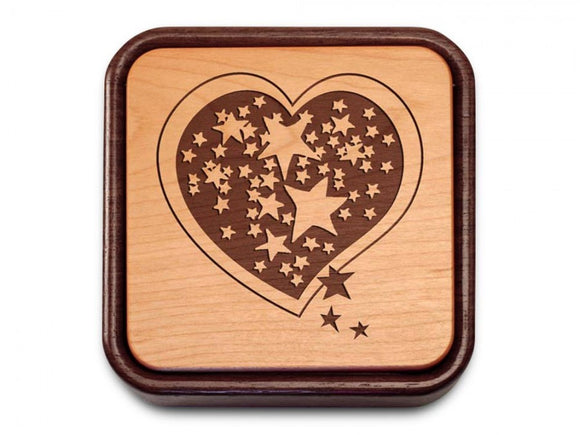 Heart and Stars Terra Inside Engraving Flip-Top Box by Heartwood Creations