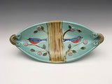 Bluebird Boat with Sprigs by Bluegill Pottery