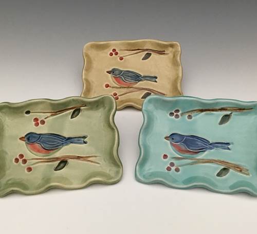 Bluebird Wavy Soap Tray by Bluegill Pottery