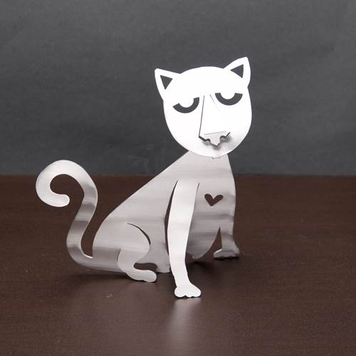Sitting Cat Sculpture by Sondra Gerber