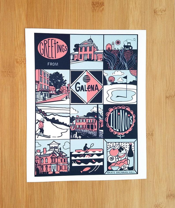 Greetings from Galena, Illinois Print by Kate Brennan Hall